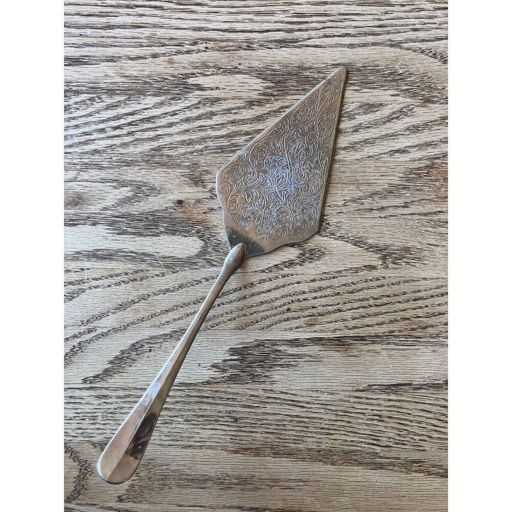 Vintage Studio Silversmiths Silverplated Cake Pie Server 11.5"  Floral Designed
